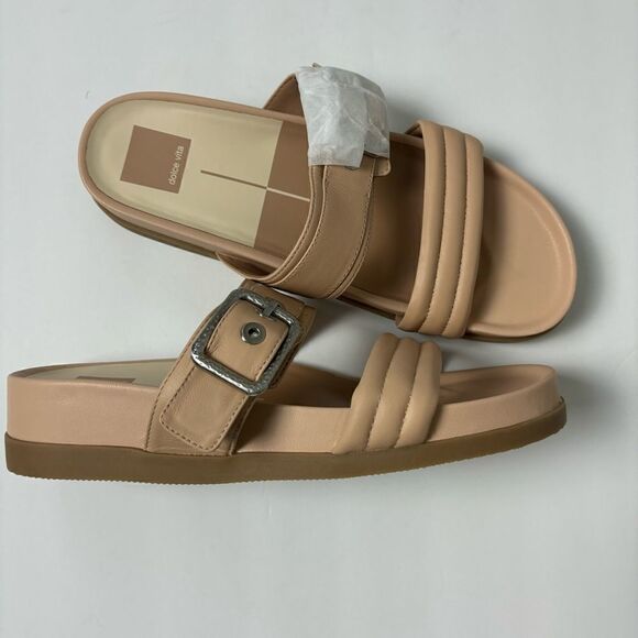 New Dolce Vita cream leather platform slide sandals with buckle size 8.5 - Picture 8 of 13